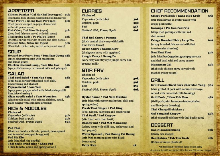 Thai Restaurant Menu Translation Bangkok Translation and