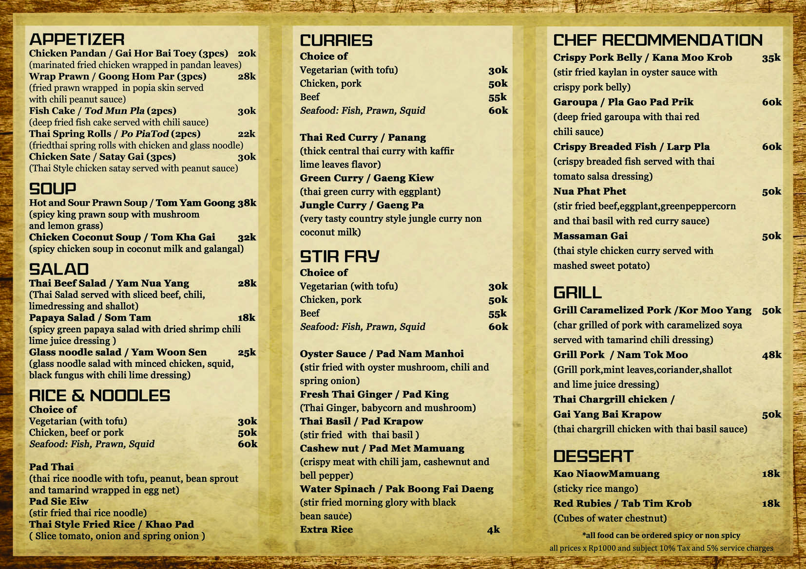 Thai Food Menu 15 